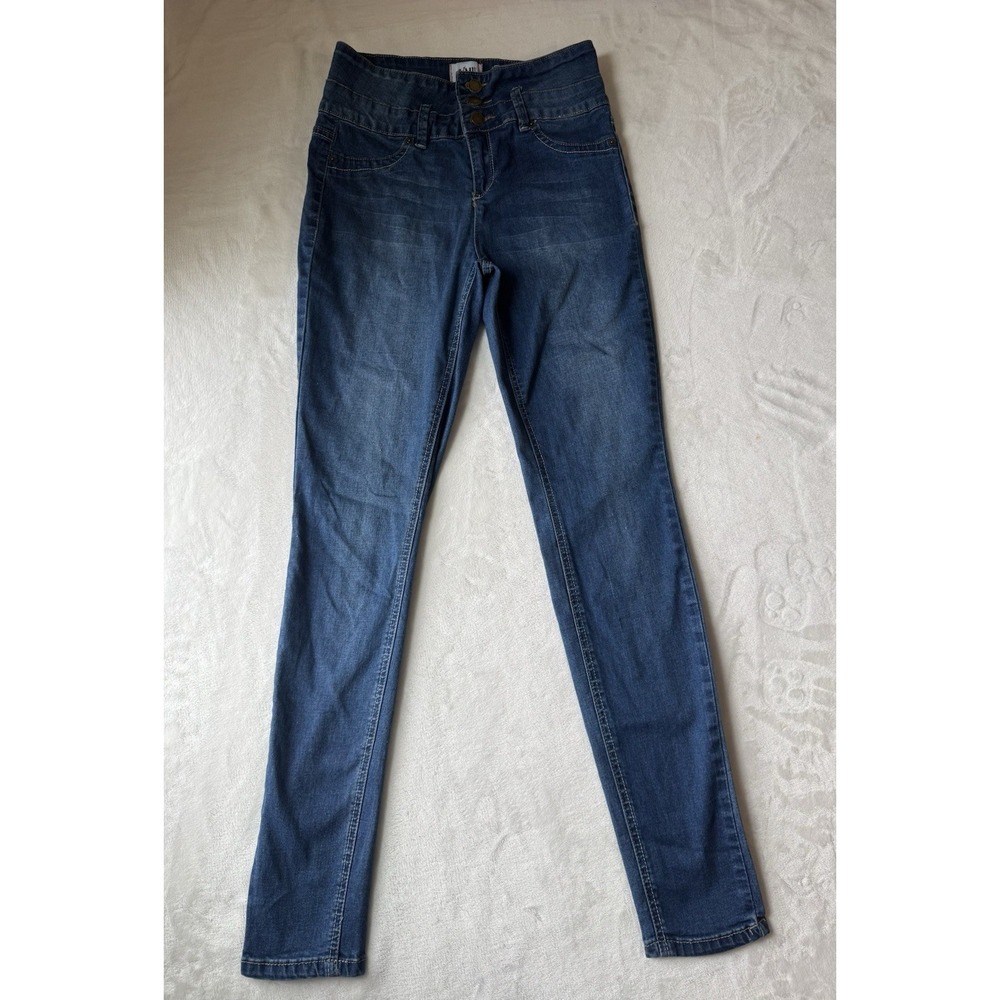 YMI High-Rise Skinny Stretch Jeans Medium Wash Denim Button Zip Women's Juniors